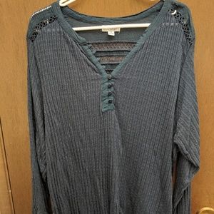 Blue Plus Size Long Sleeve Top Size 2X
